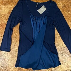 Anthropologie Navy Blue 3/4 Sleeve Blouse, medium